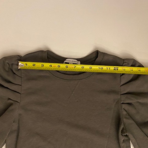 Rebecca Minkoff Puff Shoulder Long Sleeve Sweatshirt Olive Green Size XS - Picture 10 of 13